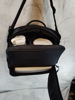 6pc Black Crossbody Insulated Lunch Bag -& 4pc Microwavable Set